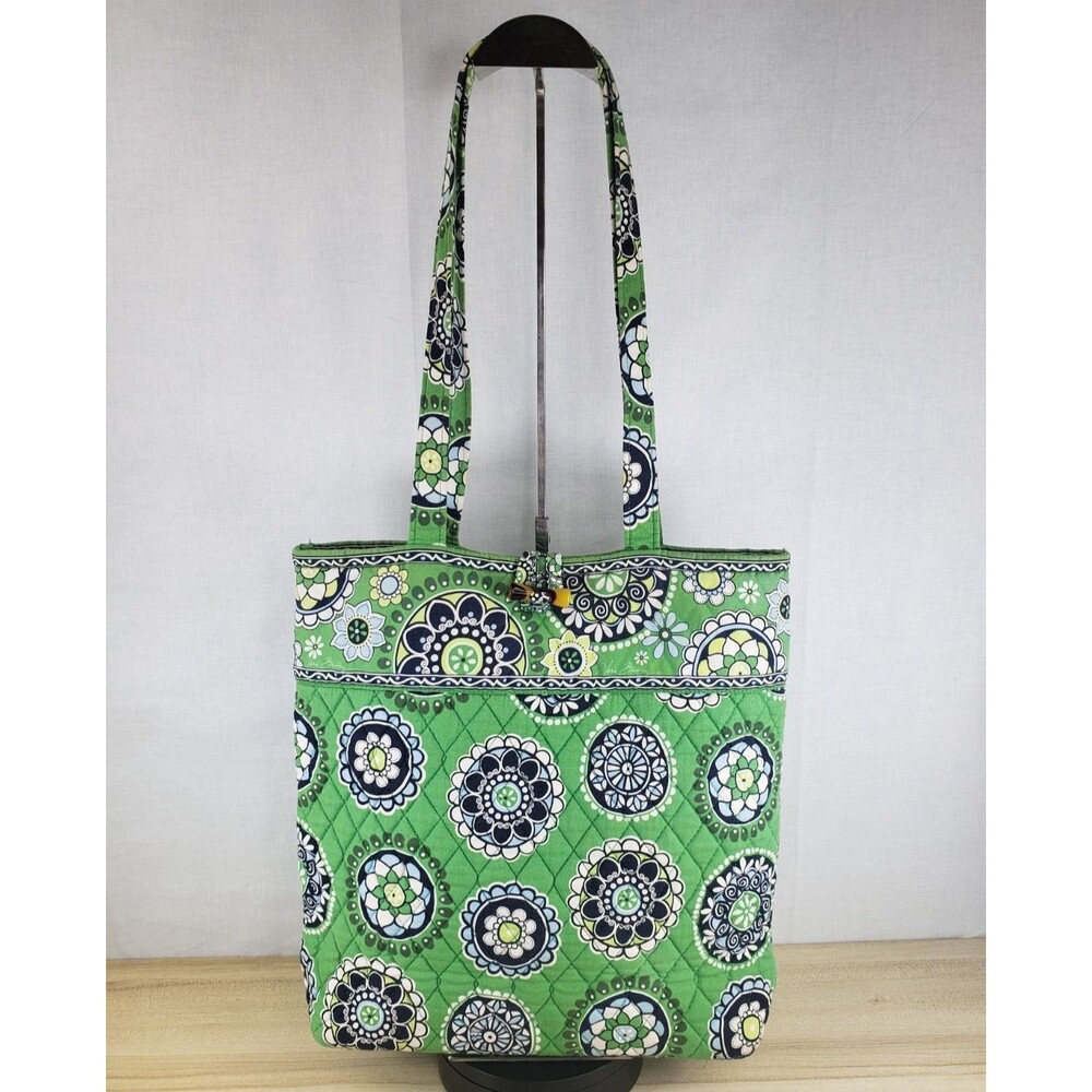 Vera Bradley Cupcake Green Double Strap Toggle Close Shoulder Bag Tote Quilted
